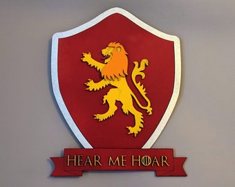 Coat of arms House Lannister in 3D Wood.