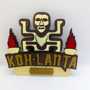 Koh Lanta totem with or without FIRST NAME in handmade wood.