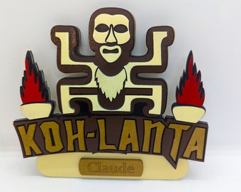 Koh Lanta totem with or without FIRST NAME in handmade wood.