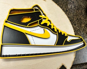 Air Jordan 1 High OG Pollen Sneakers en bois décoration