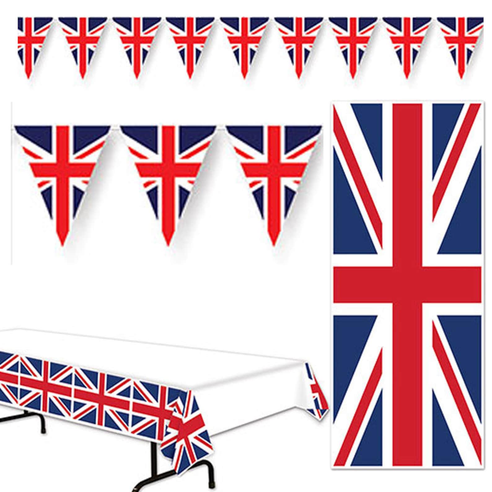 English Union Jack England UK Party Supplies Decorations Set Kit Pack Door Cover Pennant Banner