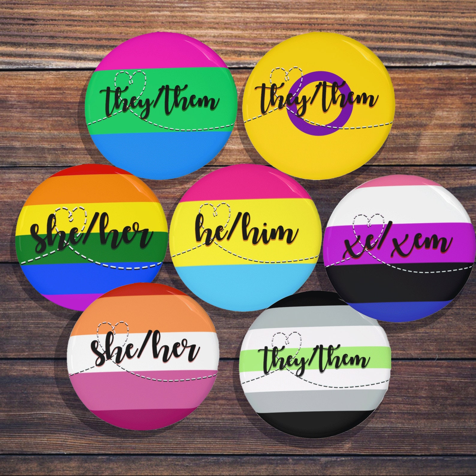 Lgbtq Custom Pronoun Pin Pride Pronouns Button Badge Etsy