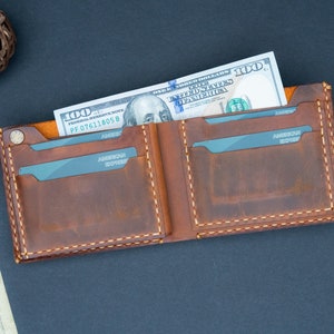 Regalo del Día del Padre para Él, Billetera Cosida a Mano, Billetera para Hombres, Billetera Grabada, Billetera Personalizada, Billetera de Cuero Personalizada