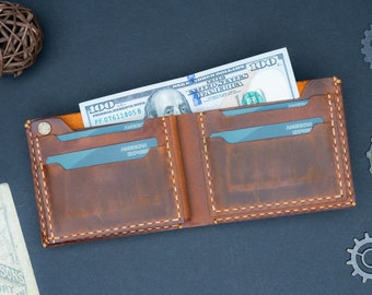 Fathers Day gift for Him, Handstitched Wallet, Mens Wallet, Engraved Wallet, Custom Wallet, Personalized Leather Wallet