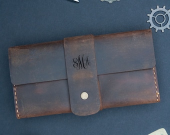 Christmas gift for Her, Handstitched Wallet, Womens Wallet, Engraved Wallet, Custom Wallet, Personalized Leather Wallet