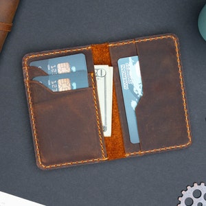 Cartera De Cuero Hecha A Mano, Cartera Minimalista, Regalo Día Del Padre, Tarjetero De Cuero, Tarjetero Personalizado, Cartera De Cuero, Regalo Para Él