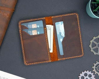 Cartera De Cuero Hecha A Mano, Cartera Minimalista, Regalo Día Del Padre, Tarjetero De Cuero, Tarjetero Personalizado, Cartera De Cuero, Regalo Para Él