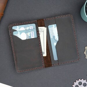 Cartera minimalista, cartera de cuero, regalo del día del padre, tarjetero de cuero hecho a mano, tarjetero personalizado, cartera de cuero, regalo para él