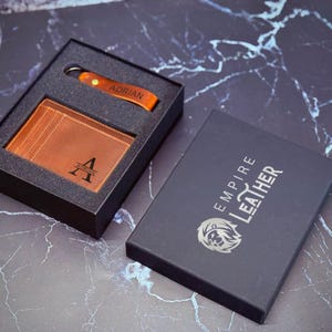 Personalized Slim Wallet, Fathers Day Gift, Minimalist Leather Card holder image 18