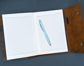 Leather Journal, Refillable A5 Journal Notebook Cover, Personalized Dairy Sketchbook, Personalized Journal