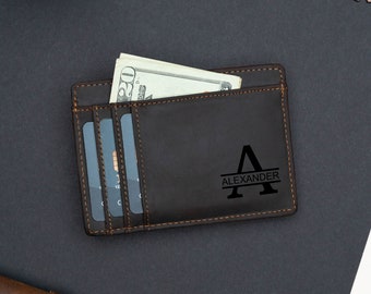 Minimalist Leather Wallet, Slim Card holder, Personalized Card Holder, Fathers Day Gift, Leather Wallet, Custom Card Holder, Gift for Him