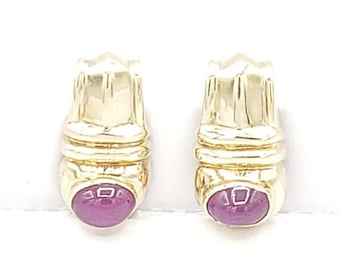 14K Solid Yellow Gold Natural Ruby Earrings