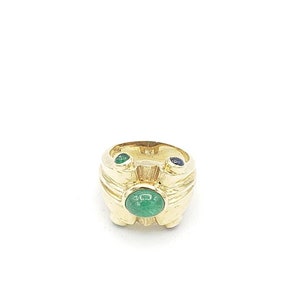 Natural Precious Ruby, Emerald, Sapphire Ring in 14k Solid Yellow Gold New