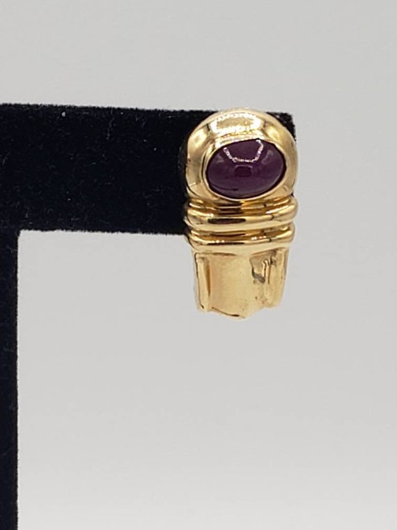 14K Solid Yellow Gold Natural Ruby Earrings - image 7