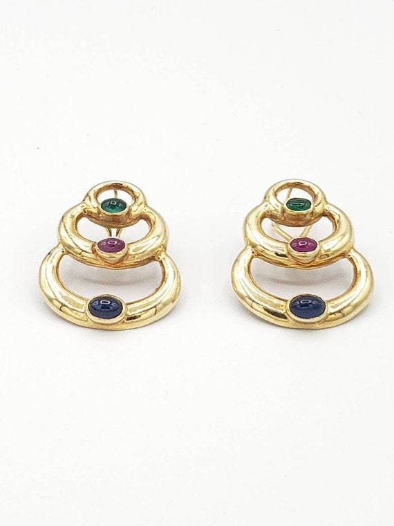 14K Solid Yellow Gold Natural Sapphire, Ruby and E