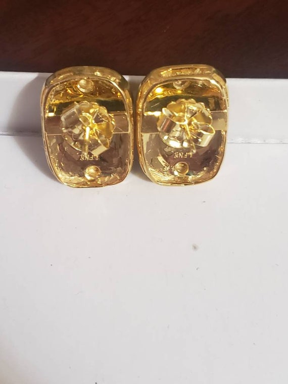 14K Solid Yellow Gold Natural Sapphire Earrings - image 7
