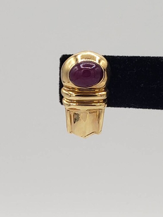 14K Solid Yellow Gold Natural Ruby Earrings - image 8