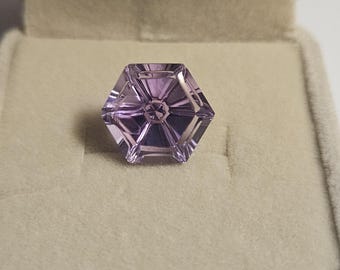 Amethyst Brazil 8.2 Ct Natural Hexagon Fantasy Cut Natural Brazil 13X13