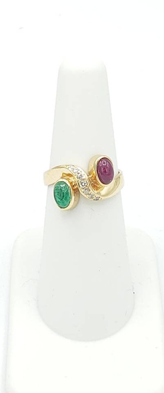 Natural Precious Ruby and Emerald Diamond Ring in 