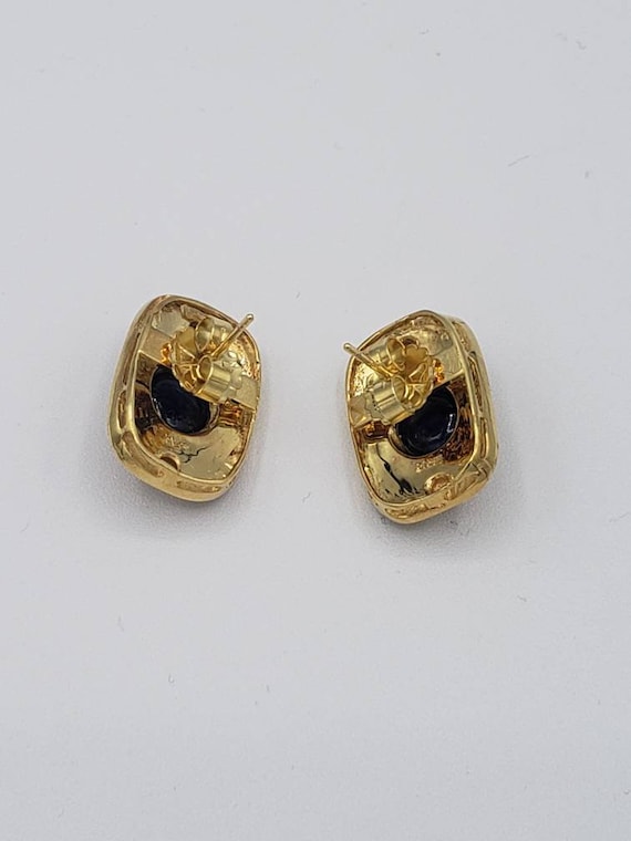 14K Solid Yellow Gold Natural Sapphire Earrings - image 10