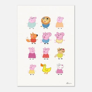 Impresión de Peppa Pig dibujada a mano