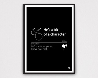 Polite British Sayings Funny Translation Imprimer | Affiche minimaliste | | cadeaux A5 A4 A3 A2 | | non encadré Typographie | | de décoration Noir & Blanc