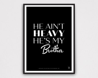 The Hollies Inspired Lyrics Print 1969 He Ain't Heavy, He's My Brother Lyrics Music Poster Gig Poster A5 A4  A3 A2 A1