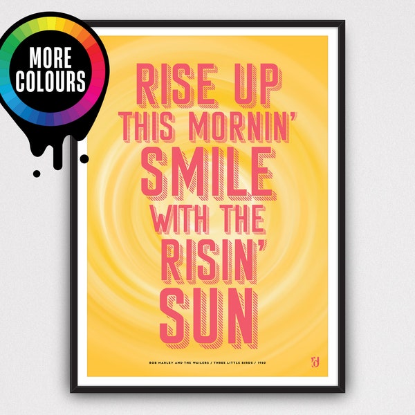 Bob Marley and The Wailers | Giclée Art Print | Three Little Birds Lyrics | Gig Music Poster | Gift | A5 A4  A3  A2 | Unframed | Typography