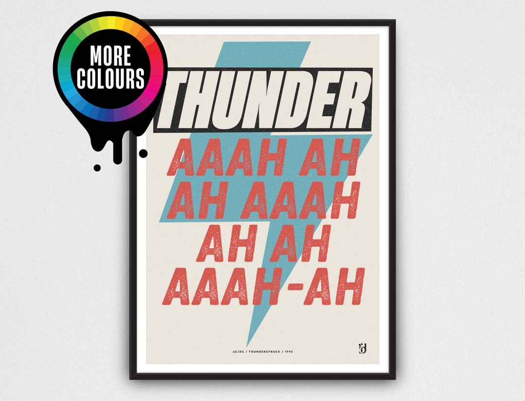 AC/DC Lyrics | Wall Art Print | 1990's Song Lyrics Print Gig Music ...