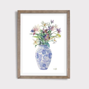 Aquarell Blumen Malerei, Frühling Wand Kunst, Home Decor Druck, Handgezeichnete Illustration, Bauernhaus, Dekor, Fine Art Poster