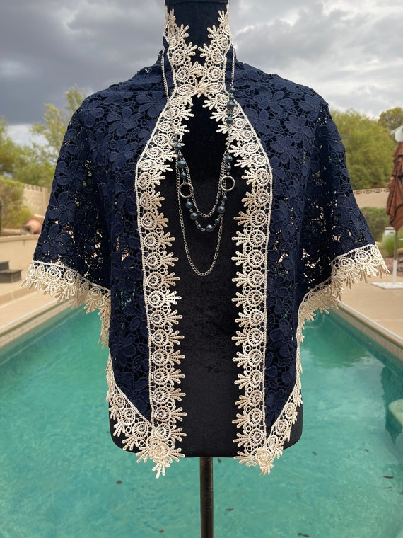 Cape pour femme Chale chale Deguisement de fete Chale bleu marine Chales et chales Chale pour robe Bolero Cape pour femme Poncho Etsy France