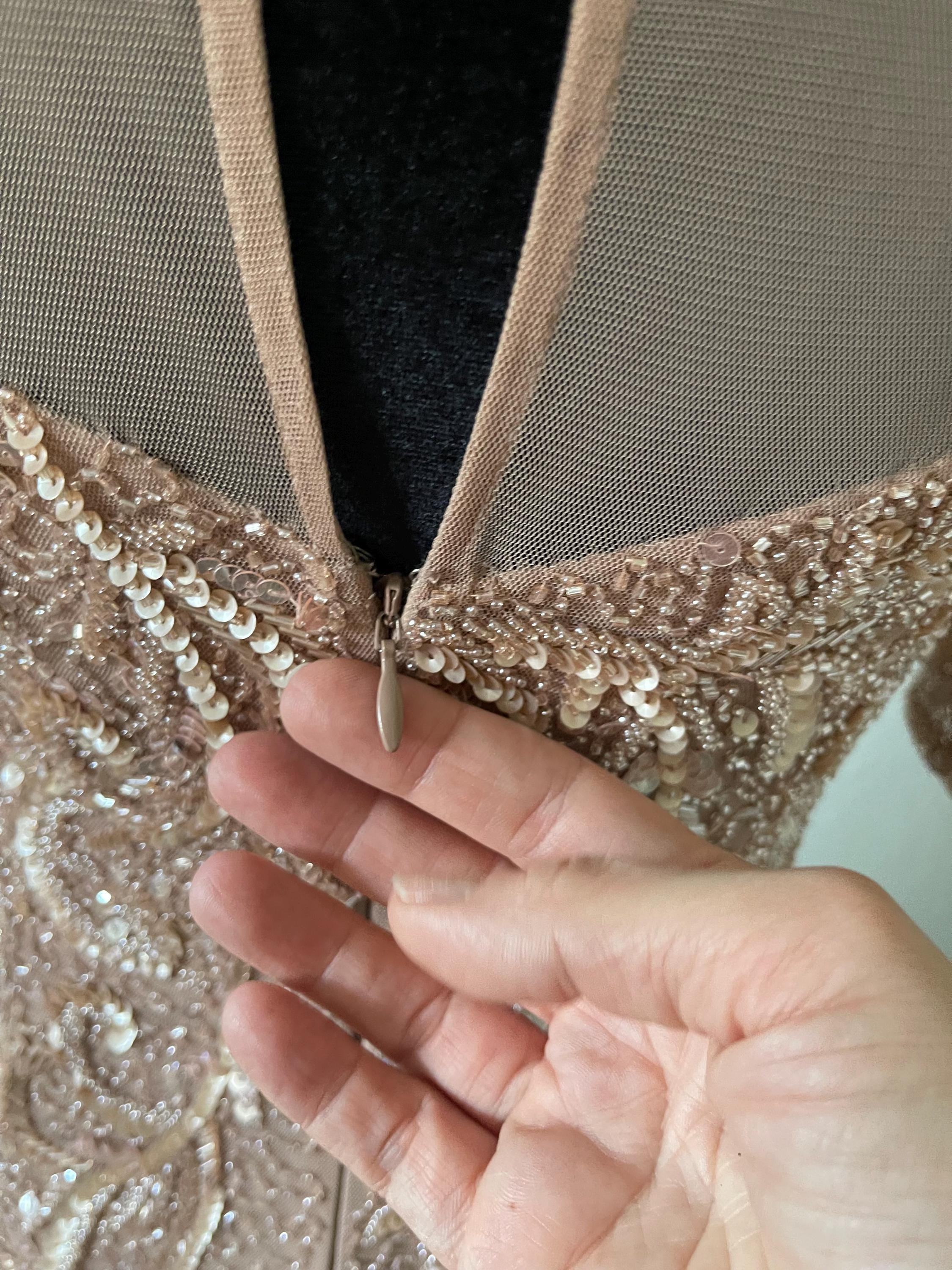Beaded Dusty Rose Long Dress - Elegant Event Evening Gown, Size 4 - Etsy