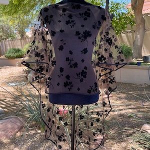 Designer Wedding  Capelet - Elegant  Cape -  Cover Up - Embroidered Tulle Floral Bolero - Shawl For Dress - Beach Cover Up - Fairy Cloak
