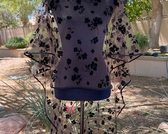 Designer Wedding Capelet: Embroidered Floral Tulle Bolero