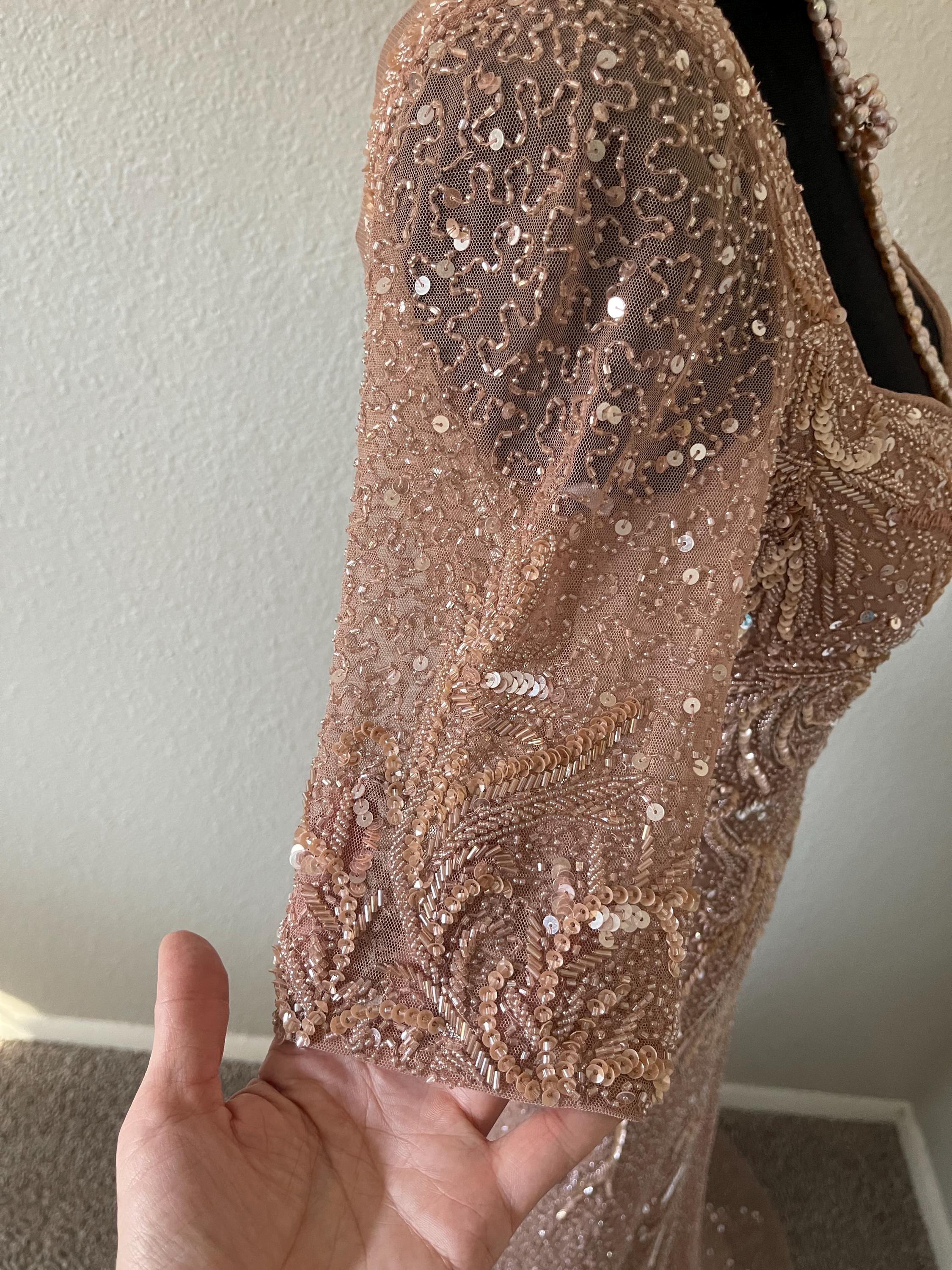 dusty rose beaded dress Dusty Rose Mother Of The Bride Dress Beaded Cape-Sleeve Jewel Neck Chi