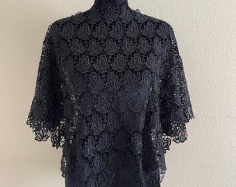 Designer Lace Capelet - Elegant Shoulder Cape - French Lace Cover Up - Black Lace Bolero - Shawl For Dress - Beach Cover Up - Witch Cover