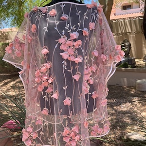Designer Tulle  Capelet - Pool Party Cape - Beach Cover Up - Embroidered Floral Bolero - Shawl For Dress - Tulle Cape - Gift For Her