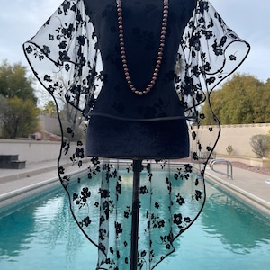 Designer Mesh Capelet  - Elegant Cape - Cover Up - Embroidered Tulle Floral Bolero - Shawl For Dress - Beach Cover Up - Women Summer Cape