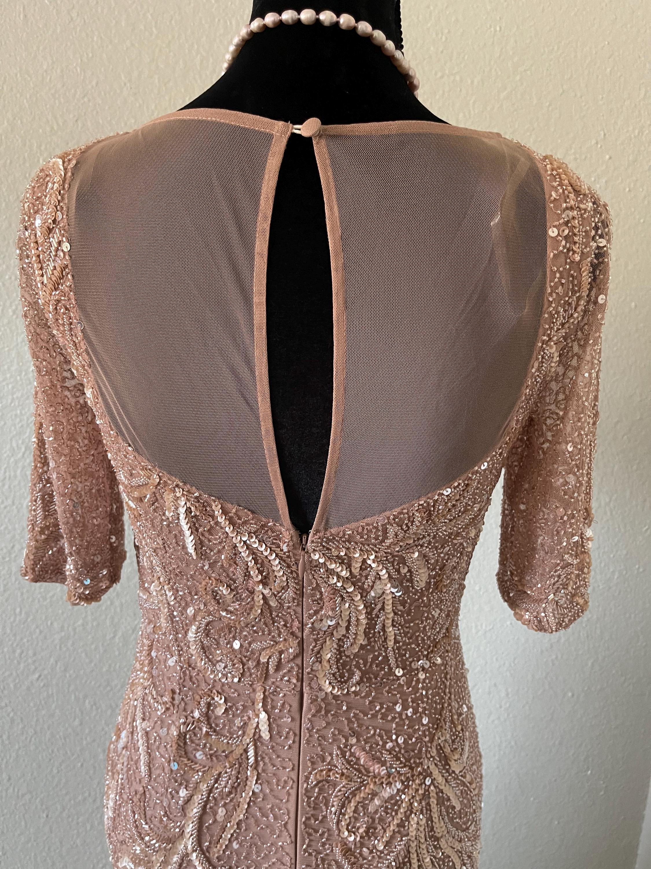 Beaded Dusty Rose Long Dress - Elegant Event Evening Gown, Size 4 - Etsy