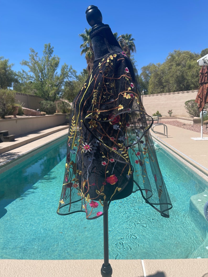 Embroidered Cape Summer Cape Women Wrap Party Dress up Floral Bolero