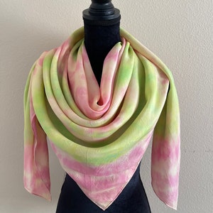 Hand Painted Silk Scarf: Mandala Mantra Spring, Large Habotai 8mm