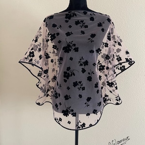 Designer Mesh  Capelet - Elegant  Cape -  Cover Up - Embroidered Tulle Floral Bolero - Shawl For Dress - Beach Cover Up - Fairy Cloak