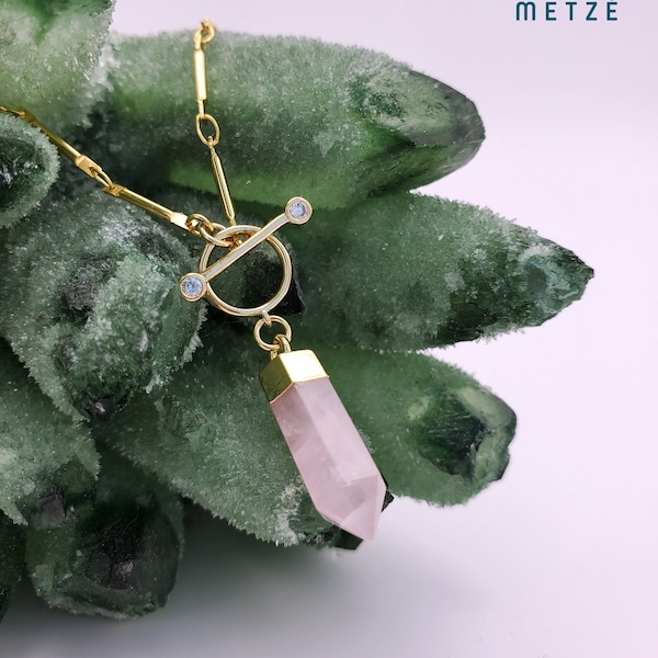 TRUE LOVE NECKLACE, Rose Quartz point stylish necklace, Soul inspiring healing necklace,