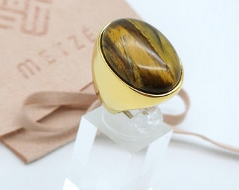 CONFIDENCE BOOST: 18k Gold-Plated Tiger's Eye Ring