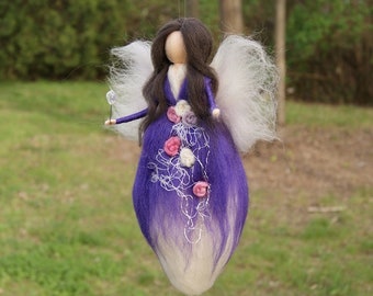 Needle felted ladybug fairy, Wool Fairy, Waldorf fairy, Waldorf felted doll, Waldorf Inspired Wool Fairy, Waldorf Nursery Decor