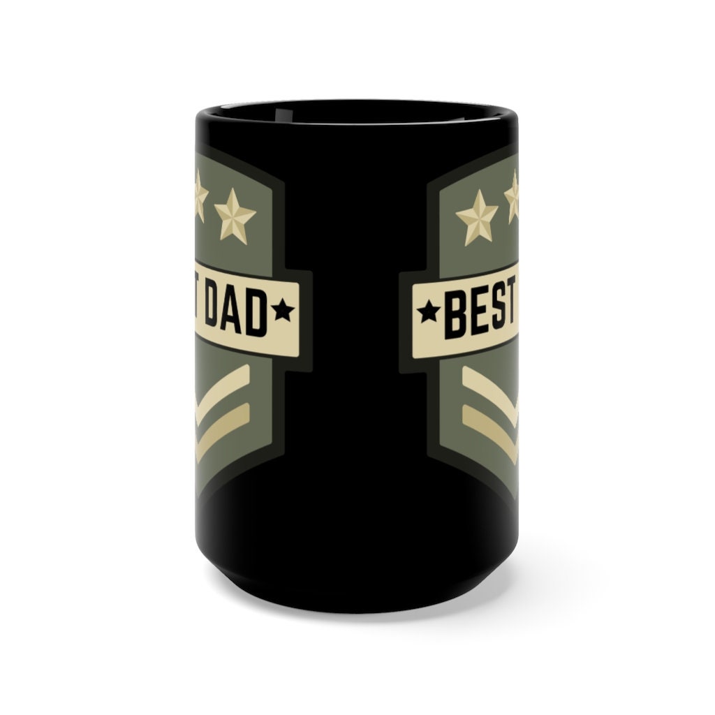 Mejor papá tres estrellas parche militar taza de café