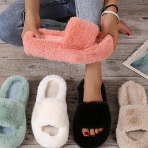 Fuzzy Slippers for Women Cozy House Home Bedroom Ladies House Wear