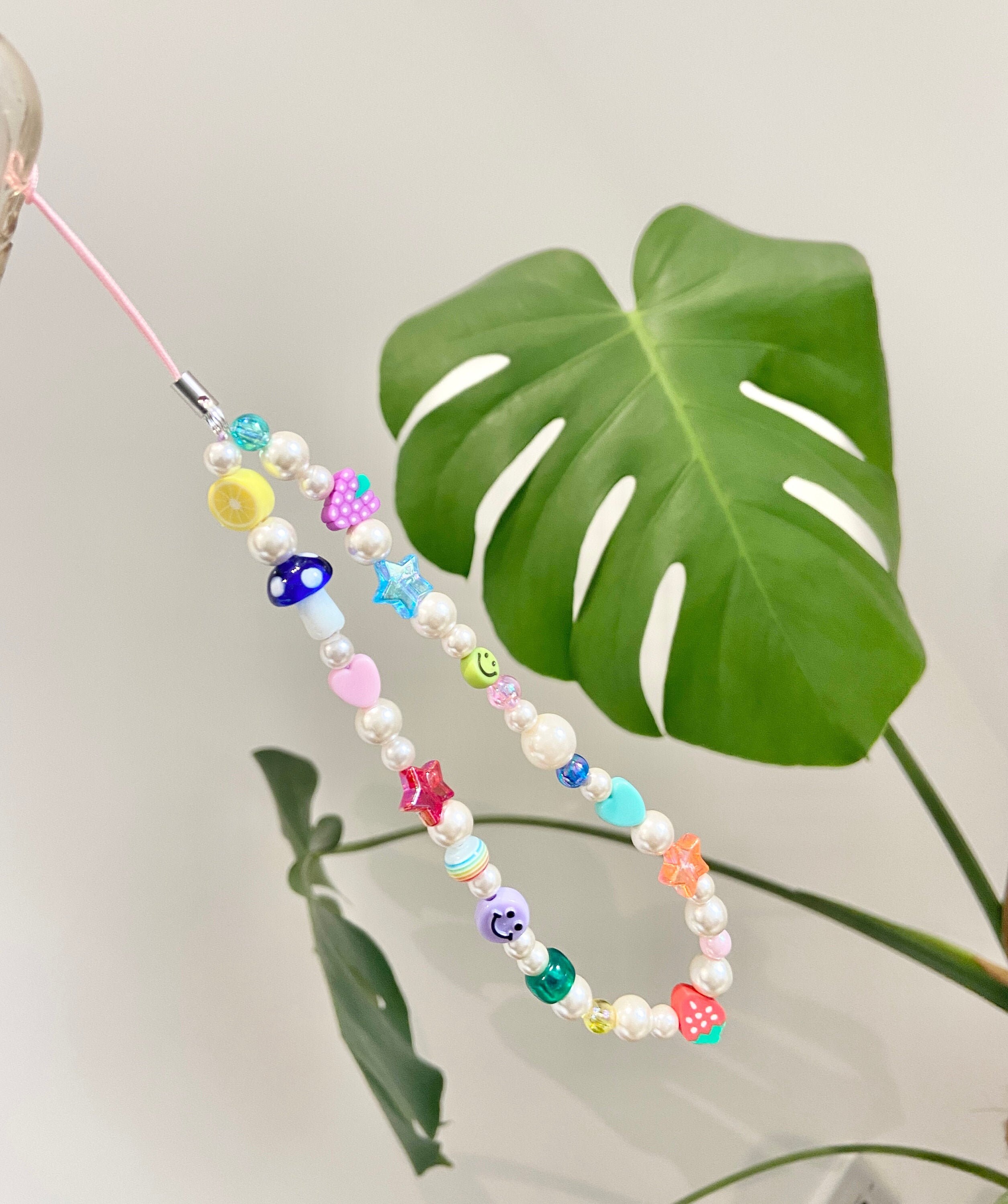 Custom 90s Inspired Pearl Beaded Phone Charm