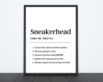 Sneakerhead Definition Sneaker Art Print, printable, instant download, digital