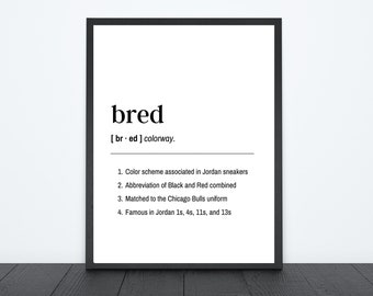 Bred Definition Digital Sneaker Art Print, printable, instant download